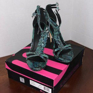 Michael Antonio Teal Snakeskin Heels